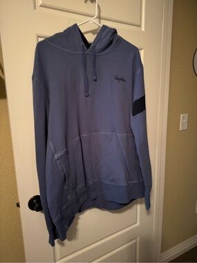 Rapha Slate Blue Hooded Sweatshirt with Contrast Sleeve Patch